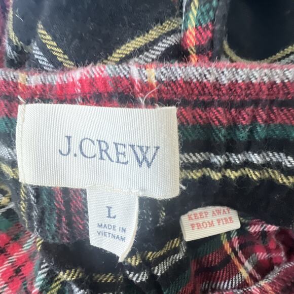 J crew Flannel Pajama Set Mens large Plaid Cotton Black red PJ button up holiday - Picture 9 of 16
